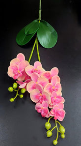 Mini orhidee artificială din silicon, crem cu roz – Real Touch, 30 cm